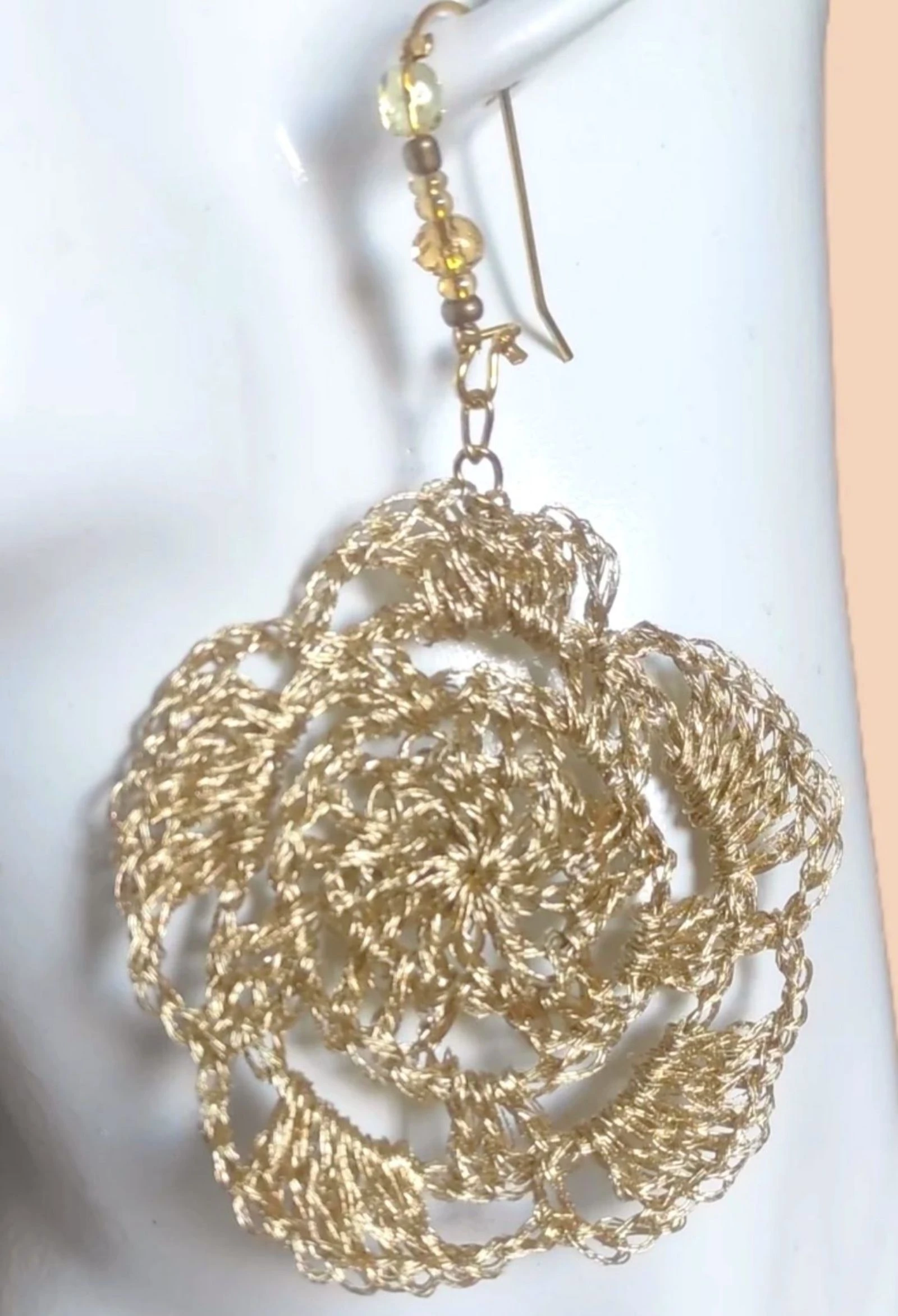 Gold Thread #XXL crochet earrings – photo 2